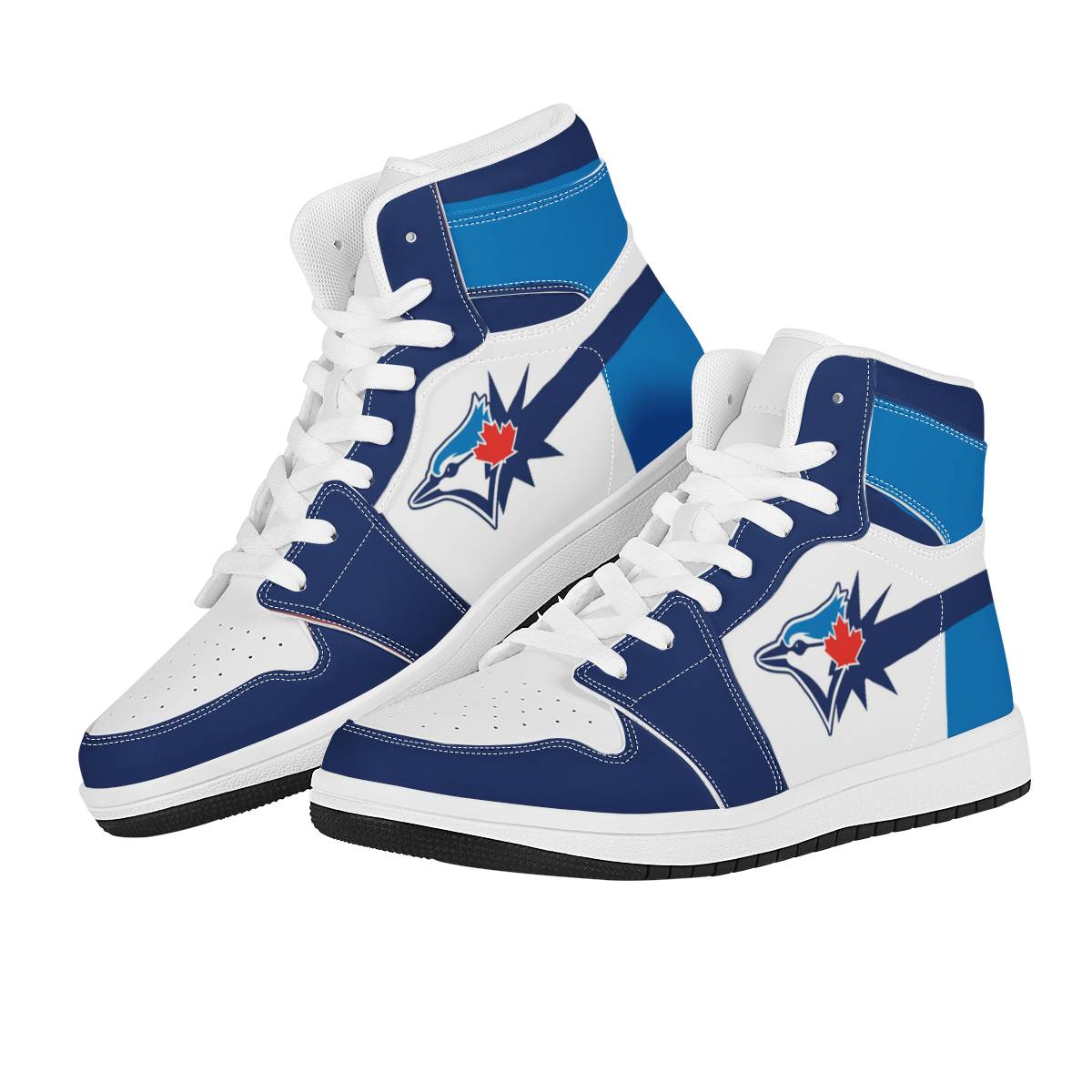 Women's Toronto Blue Jays High Top Leather AJ1 Sneakers 001